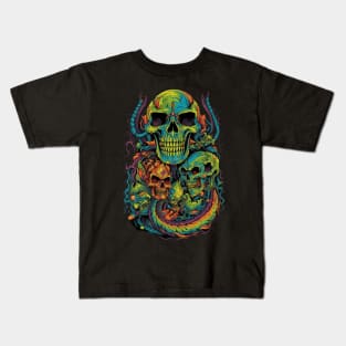 Flaming Skulls and Dragon Tails Kids T-Shirt